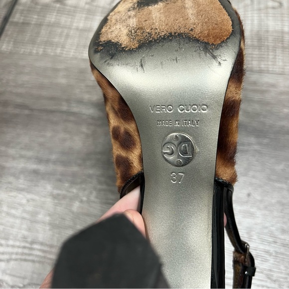 Vintage DOLCE & GABBANA Ponyhair Animal Print Slingback Peep Toe Pumps - Picture 10 of 10
